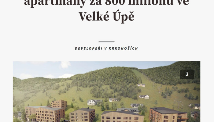 Developerský boom pod Sněžkou. Místní kritizují apartmány za 800 milionů ve Velké Úpě